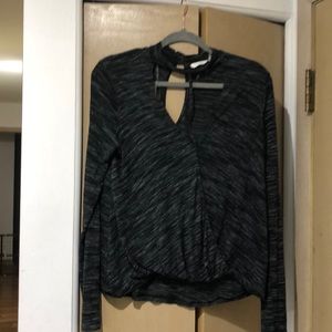 Dark Grey Blouse w plunging neckline